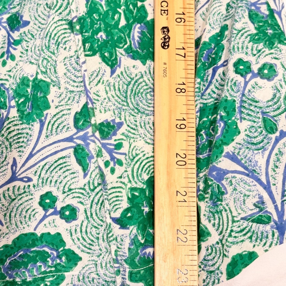 Ro’s Garden Green Blue 100% Cotton Blouse Sz Large Anthropologie Boho Vibes - Picture 8 of 10